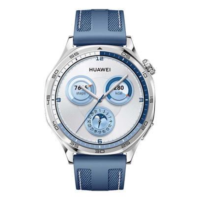 Часы HUAWEI Watch GT 5 Silver, 46 мм, цвет корпуса серебряный, цвет ремешка синий