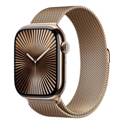 Apple Watch Series 10, 46 мм корпус из титана цвета «Gold», ремешок Milanese Loop цвета «Gold» Apple Watch Series 10, 46 мм корпус из титана цвета «Gold», ремешок Milanese Loop цвета «Gold»