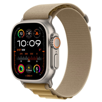Apple Watch Ultra 2 (2024), 49 мм корпус из титана цвета «Natural», ремешок Alpine Loop размера L цвета «Tan»
