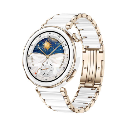 Умные часы HUAWEI Watch GT 5 Pro White, 42 мм, цвет корпуса белый/золотой, цвет ремешка белый/золотой
