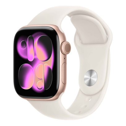Apple Watch Series 11, 42 мм корпус из алюминия цвета «Rose Gold», ремешок Sport Band размера M/L цвета «Light Blush»