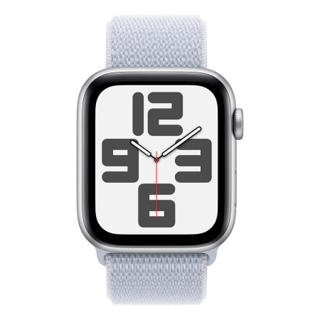 Apple Watch SE (2024), 44 мм корпус из алюминия цвета «Silver», ремешок Sport Loop цвета «Blue Cloud» Apple Watch SE (2024), 44 мм корпус из алюминия цвета «Silver», ремешок Sport Loop цвета «Blue Cloud»
