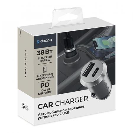 АЗУ Deppa USB A + USB-C, PD, QC 3.0, 38W (11212) Серебристый