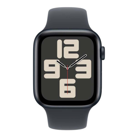 Apple Watch SE (2024), 44 мм корпус из алюминия цвета «Midnight», ремешок Sport Band размера M/L цвета «Midnight» Apple Watch SE (2024), 44 мм корпус из алюминия цвета «Midnight», ремешок Sport Band размера M/L цвета «Midnight»