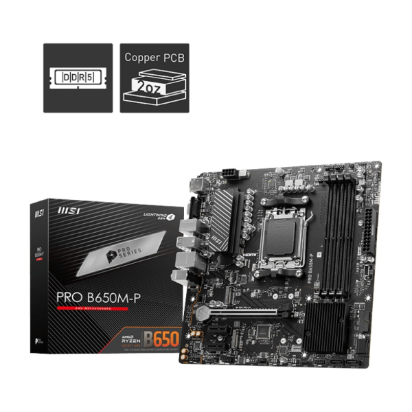 Материнская плата MSI PRO B650M-P, Socket AM5, AMD B650, mATX