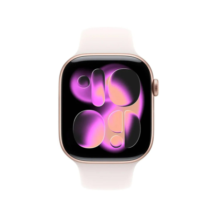 Apple Watch Series 11, 42 мм корпус из алюминия цвета «Rose Gold», ремешок Sport Band размера S/M цвета «Light Blush»