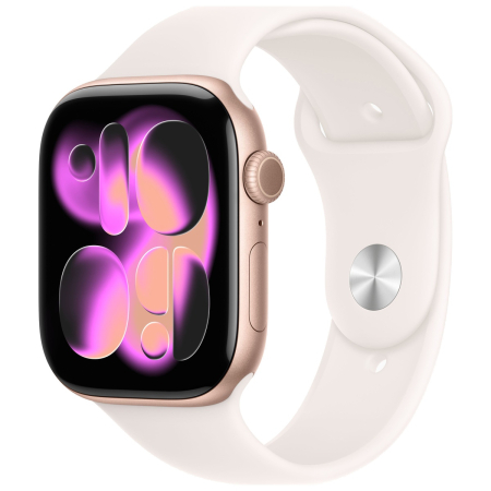 Apple Watch Series 11, 42 мм корпус из алюминия цвета «Rose Gold», ремешок Sport Band размера M/L цвета «Light Blush»