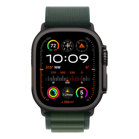Apple Watch Ultra 2 (2024), 49 мм корпус из титана цвета «Black», ремешок Alpine Loop размера L цвета «Dark Green» Apple Watch Ultra 2 (2024), 49 мм корпус из титана цвета «Black», ремешок Alpine Loop размера L цвета «Dark Green»