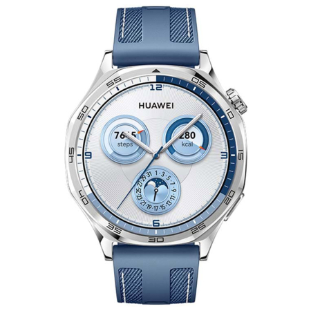 Часы HUAWEI Watch GT 5 Silver, 46 мм, цвет корпуса серебряный, цвет ремешка синий