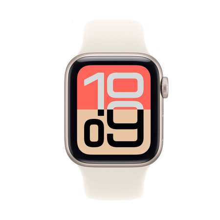 Apple Watch SE 3 (2025), 44 мм корпус из алюминия цвета «Starlight», ремешок Sport Band размера M/L цвета «Starlight»