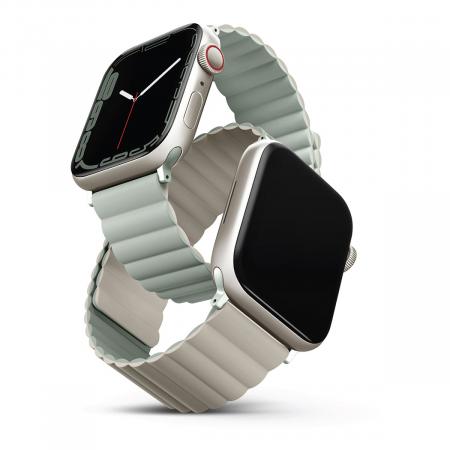 Ремешок для Apple Watch 42/44/45/49 mm UNIQ Revix reversible Magnetic (45MM-REVSAGBEG) Зелёный/Бежевый