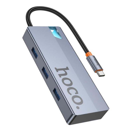 Хаб hoco. 5в1 (HDTV+PD+USB3.0*3) (HB50) Тёмно-серый
