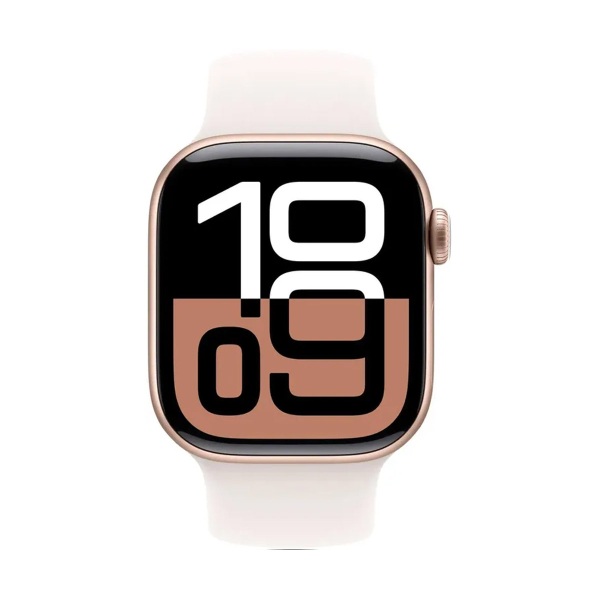 Apple Watch Series 10, 46 мм корпус из алюминия цвета «Rose Gold», ремешок Sport Band размера S/M цвета «Light Blush»