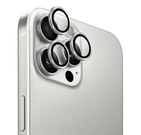 Защитное стекло для камеры iPhone 16 Pro/16 Pro Max UNIQ OPTIX Camera Lens AluGuard (IP6.3P-6.9P(2024)-ALENSSIL) Серебристый