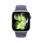 Apple Watch Series 11, 42 мм корпус из алюминия цвета «Silver», ремешок Sport Band размера S/M цвета «Purple Fog»