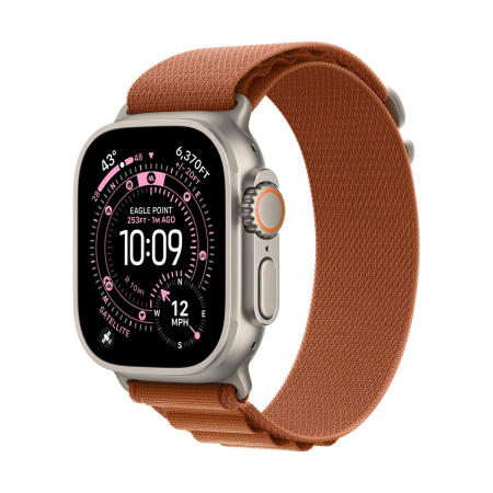 Apple Watch Ultra 3 (2025), 49 мм корпус из титана цвета «Natural», ремешок Alpine Loop размера L цвета «Terra Cotta» Apple Watch Ultra 3 (2025), 49 мм корпус из титана цвета «Natural», ремешок Alpine Loop размера L цвета «Terra Cotta»