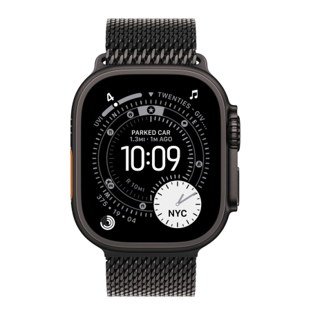 Apple Watch Ultra 3 (2025), 49 мм корпус из титана цвета «Black», ремешок Titanium Milanese Loop размера M цвета «Black»
