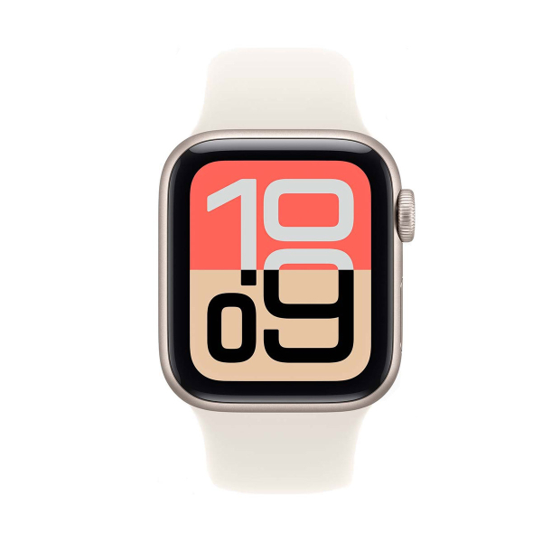 Apple Watch SE 3 (2025), 44 мм корпус из алюминия цвета «Starlight», ремешок Sport Band размера S/M цвета «Starlight»