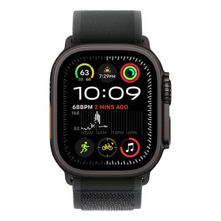 Apple Watch Ultra 2 (2024), 49 мм корпус из титана цвета «Black», ремешок Trail Loop размера S/M цвета «Black» Apple Watch Ultra 2 (2024), 49 мм корпус из титана цвета «Black», ремешок Trail Loop размера S/M цвета «Black»