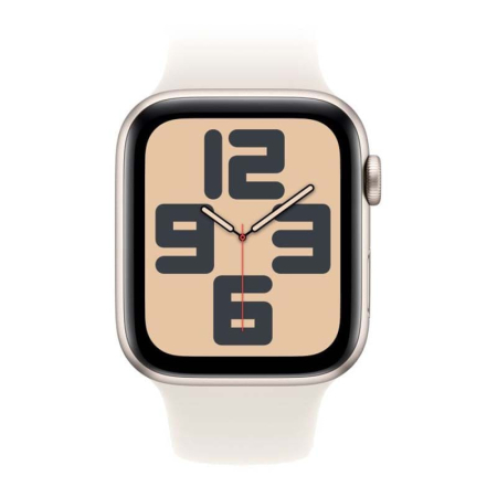 Apple Watch SE (2024), 44 мм корпус из алюминия цвета «Starlight», ремешок Sport Band размера M/L цвета «Starlight» Apple Watch SE (2024), 44 мм корпус из алюминия цвета «Starlight», ремешок Sport Band размера M/L цвета «Starlight»