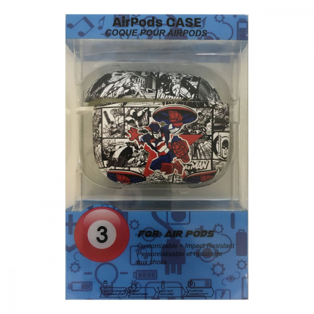 Чехол для AirPods 3 COQUE POUR Белый с рисунком Captain America