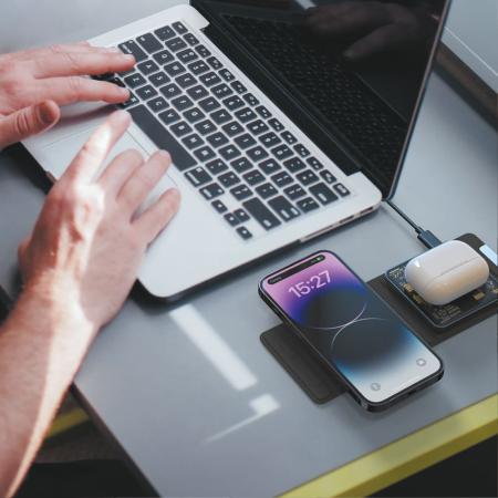 Беспроводная зарядная станция Deppa 2в1 Crystal MagSafe Fold Travel QI складная (23154) Black, чёрный